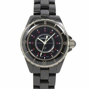 CHANEL J12 33mm H1634 12P Ruby Quartz Black Dial Ladies Watch 90286985